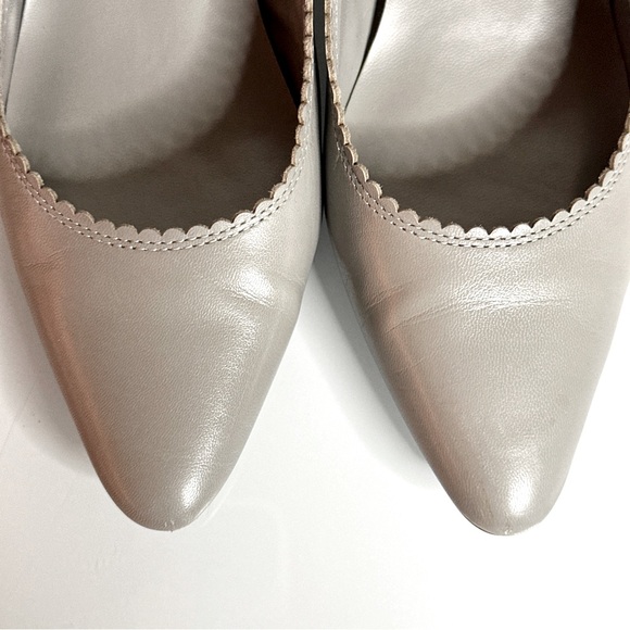 Lauren Ralph Lauren Scallop Pumps 7 Block Heel Gray - Picture 5 of 8